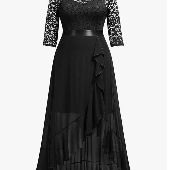 Mother of Bride, Bridesmaid dress, lace ruffle, Black - Picture 2 of 3